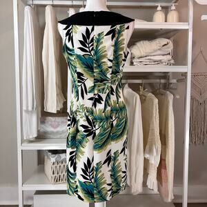 $ AB Studio bold Leaf pattern Midi dress. Retro 60's style. Sz. 6. #0452